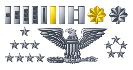 Military American army officer ranks insignia badges icons