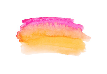 watercolor ombre stripe background, element isolated on white color . hand draw illustration for text, tag,package, print, invitation . color like orange, pink, magenta, peach,yellow, blue, violet