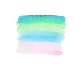 watercolor ombre stripe background, element isolated on white color . hand draw illustration for text, tag,package, print, invitation . color like blue, pink, magenta, violet,azure,green, emerald 
