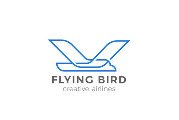 Flying Bird Logo design vector. Airlines Aircraft Airplane icon