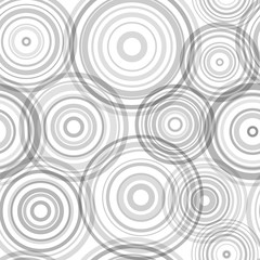 Grey transparent overlapping circles on a white background. Seamless vector pattern.