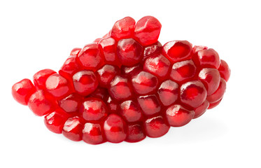 Ripe pomegranate fruit segment isolated on white background 