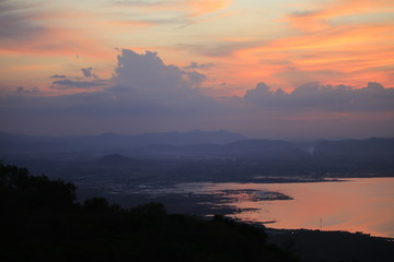 sunset view at river dam