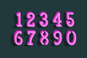 Urban vector numbers in 3d vibrant style.