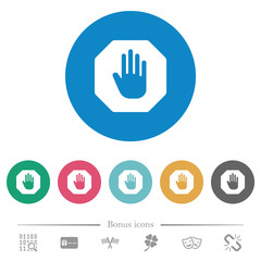 Octagon shaped stop sign flat round icons