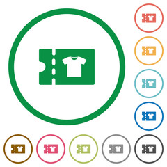 Clothes shop discount coupon flat icons with outlines