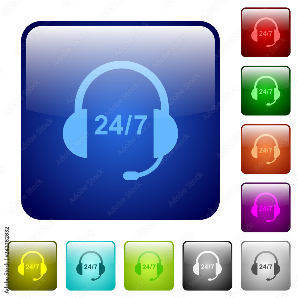 Aufkleber 24 hour call center color square buttons