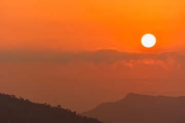 Blazing Sunrise Over Annapurna Mountain Range from Sarangkot Hill