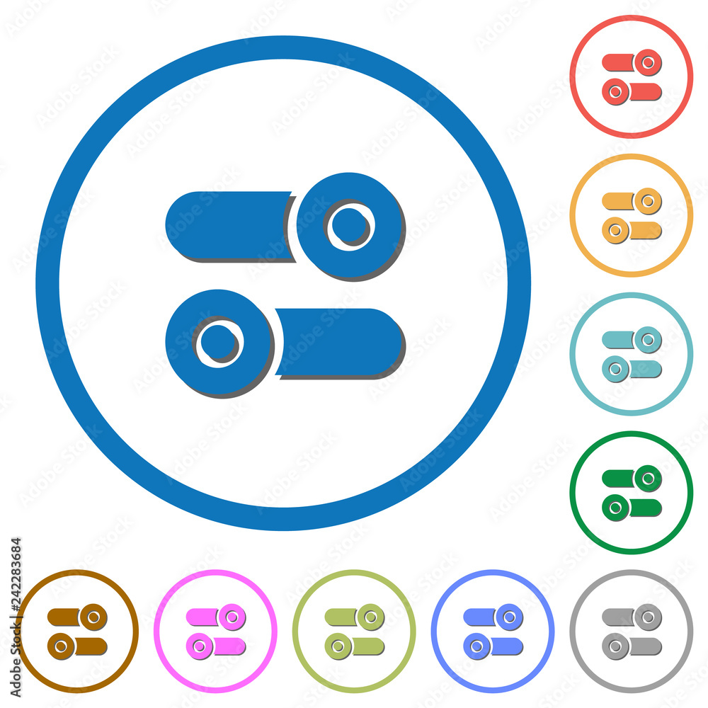 Poster toggle switches icons with shadows and outlines
