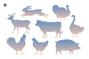 Animals silhouette set. Silhouette of animals on white background