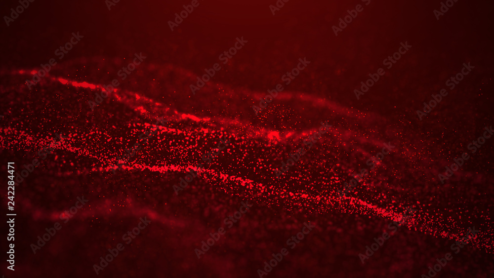 Poster wave glow. wave of particles. wave 3d. 3d rendering. futuristic dots background with a dynamic wave.