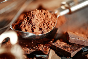 chocolate and dark background space 