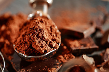 chocolate and dark background space 