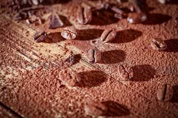 chocolate and dark background space 