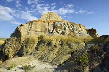 Large hoodoo mountain of the Dinosaur Provincial Park in the Canadian Badlands, Alberta - UNESCO...