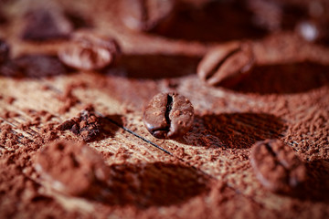 chocolate and dark background space 