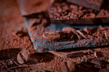chocolate and dark background space 