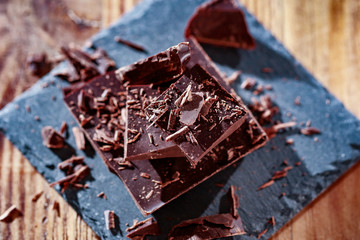 chocolate and dark background space 