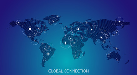 Global connection business vector banner