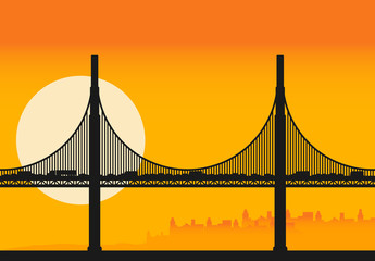Golden Gate Bridge illustration flat vector.