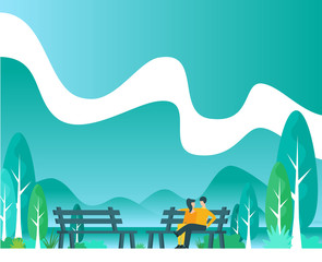 Flat  leaves background template vector illustration flat design