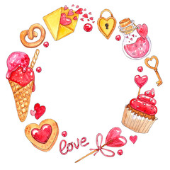 Hand painted Valentine's day greeting card.