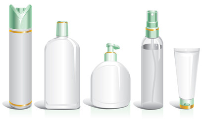 Empty bottles for cosmetics.