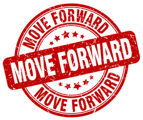 move forward red grunge stamp