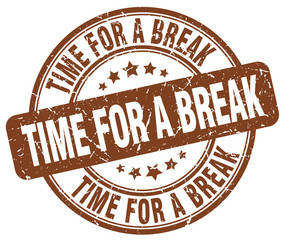 time for a break brown grunge round vintage rubber stamp