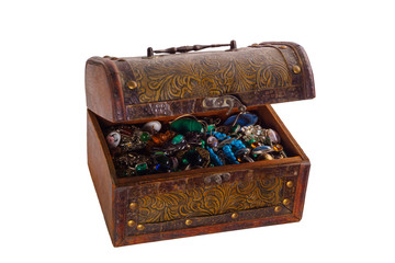 vintage jewelry box on white background