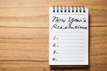 New year's Resolution handwritten on a notepad