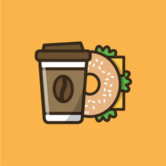 Coffee and bagel icon