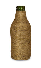 Wicker bottle on a white isolated background. Retro-style