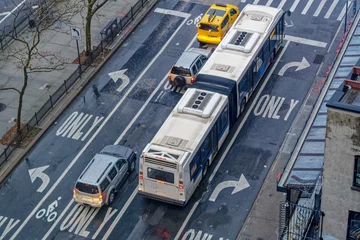 Photo sur Plexiglas TAXI de new york New-York  street with SUV Bus Taxi view from above