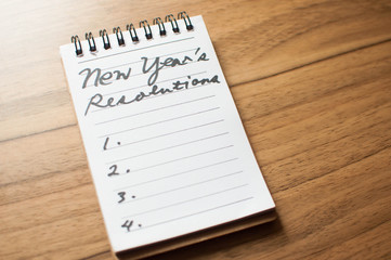 New year's Resolution handwritten on a notepad