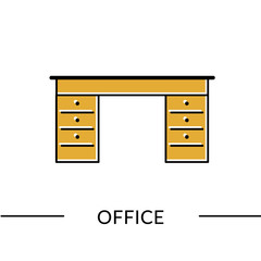 Office desk  line icon