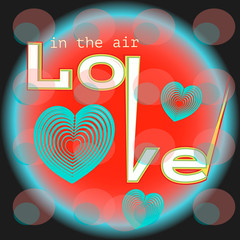 Neon sign, the word Love with heart on dark background. Design element for Happy Valentine's Day. Ready for your design, greeting card, banner. illustration.