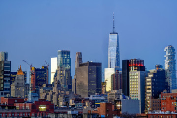 Fototapeta premium New-York buildings at sunrise in winter