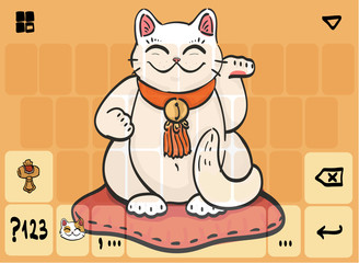 Mobile keyboard template theme with white  lucky cat