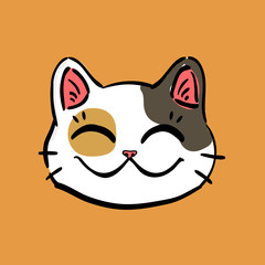  illustration of lucky cat (maneki neko) head