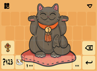 Mobile keyboard template theme  with cat