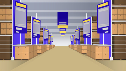 Wholesale with rows of shelves