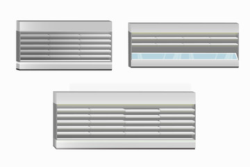  Collection of various empty grey refrigerators