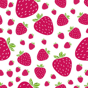 Summer seamless pattern with delicious juicy strawberries