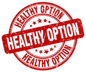 healthy option red grunge round vintage rubber stamp