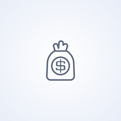 Sack of money, vector best gray line icon