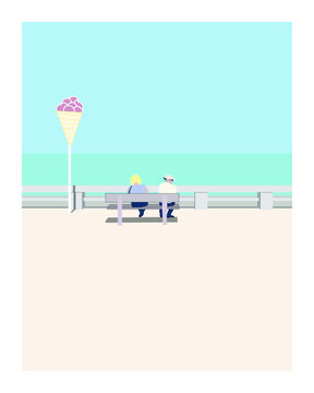 Couple relaxing and looking at the sea