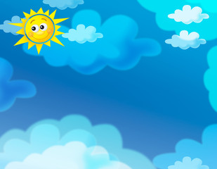 Fototapeta na wymiar cartoon summer sky background with space for text - illustration for children