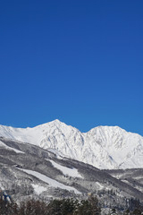 白馬村から眺めた冬の北アルプス