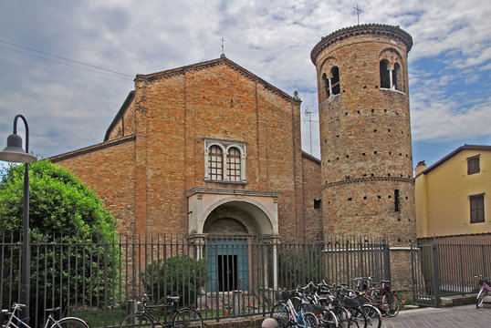 Italy Ravenna, Saint Agata Maggiore basilica with the round bell tower, built in 1500.